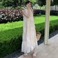 French Style Off-Shoulder Halter Dress, Fairy Princess Beach Vacation Long Dress
