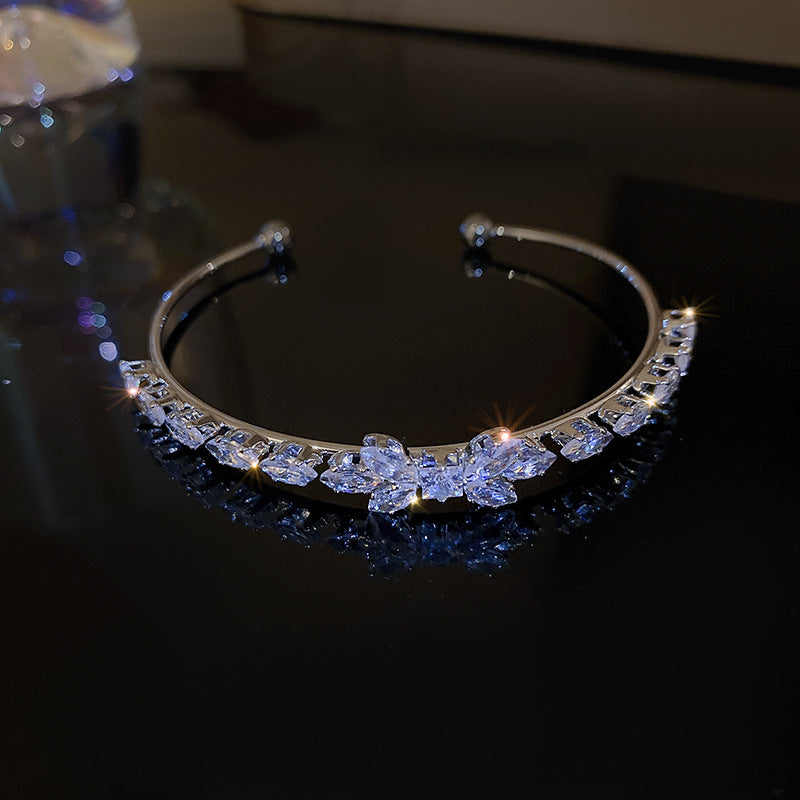 Zircon Bow Open Cuff Bracelet - view 7