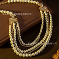 Cyan Island Vintage Accessory Premium Multi-Layer Pearl Necklace Retro Noble Stud Fashionable Elegant Jewelry Set