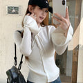Women's Slimming Knit Flared Sleeve Hollow-Out Fitted Flared Cardigan 2026 - Black