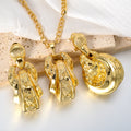 Bridge Glasses New Ten Lettering Pair Band Necklace Earrings Set Women Heavy-Duty Design Round Pleated Western Trendy Accessory