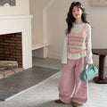 Girls' Striped Knit Vest 3-Piece Set