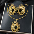 Overseas Western Statement Elegant Cutout Crescent Pendant Necklace Earrings Set Middle East Wedding Banquet Jewelry 2-Piece Set Women