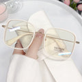 New Fashionable Trendy Anti-Blue Plano RedNote Style of Square Frame Bare Face Street Snap Overseas Glasses