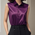Women's Summer Professional French Acetate Satin Sleeveless Shirt 2026 - Gray