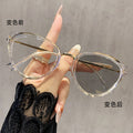 Photochromic Cat-Eye Prescription Glasses Overseas American Trendy Western Metal Big Frame Retro Premium Bare Face Prescription Sunglasses