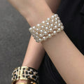 Bronze Morning Hot Girl Feel Crystal Pearl Bangle Series Gold Bracelet Premium Daily Layered Hand Jewelry Item 2026
