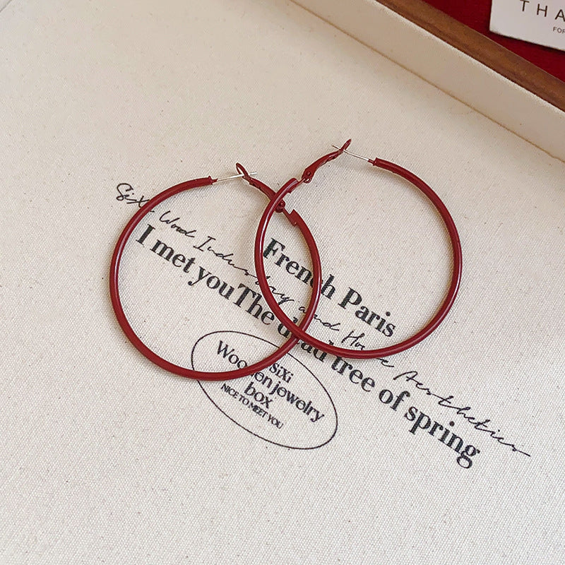 Minimalist Round Geometric Hoop Earrings - view 6