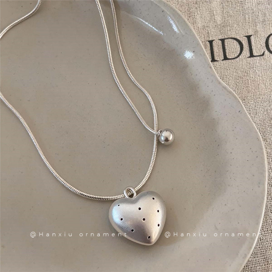 Korean Polka Dot Heart Pendant Necklace - view 4