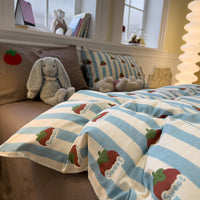 Sweet Persimmon Blue / 0.9m Bed - 3-Piece Flat Sheet - Fits 150x200cm Duvet