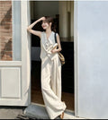 Summer French Elegant Linen Sleeveless Loose Pants + Top 2-Piece Set