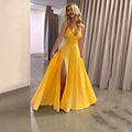 Deep V-Neck High Waist Slit Evening Gown - Chiffon Formal Dress Women