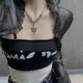 Women's Black Ruffle Cropped Sun Protection Cardigan