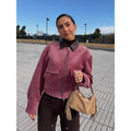 Women's Fall Casual Fashion Patchwork Jacket 2026 | Trendy Jacket - Lotus Pink