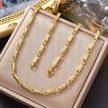 Western Hip-Hop Handmade Vehicle Flower Cutting Curved Sky Heart Round Tube Bead Necklace Bold Long Cylinder Slub Necklace Bracelet Set
