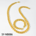 Statement Earth Luxury Cuban Chain Piece Ring Round Band Clasp Export Western Hip-Hop Bold Necklace Bracelet Set