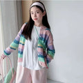 Girls' Striped Knit Cardigan Wide-Leg Pants Set