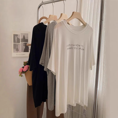 withdrawn from the counter ~ cut-label counter drape modal letter print short-sleeved t-shirt loose