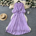 Retro Palace Style Lantern Sleeve Dress, Crochet Embroidery Fitted Long Dress
