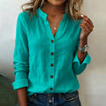 Spring-Summer Office Casual Long Sleeve V-Neck Shirt