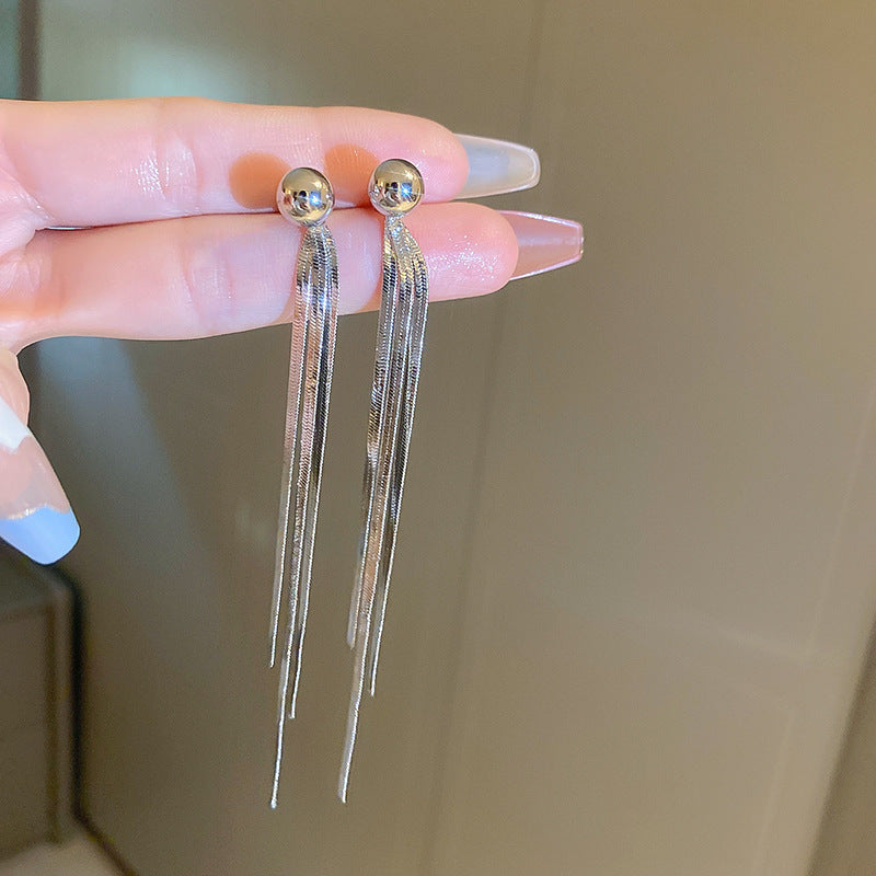 French Zircon Long Tassel Drop Earrings - view 10