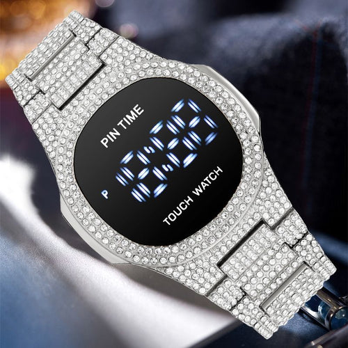 Item Time New Full Diamond Men Digital Watch Light Luxury Minimalist Men Watch Niche Premium Waterproof Watch Men