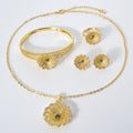 EU/US Import Accessory Flower Cutout Colorful Cubic Zirconia Necklace Bracelet Set Earrings Ring Light Luxury Simple Jewelry Women Set