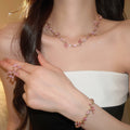 Runaway Princess Super Fairy Pink Crystal Berry Branch Flower Jewelry Set Imperial Breeze Wedding Necklace Light Luxury Niche Necklace