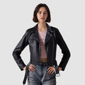 Women's Minimal Lapel Collar Cropped Belt Jacket 2026 | Trendy Jacket - Red