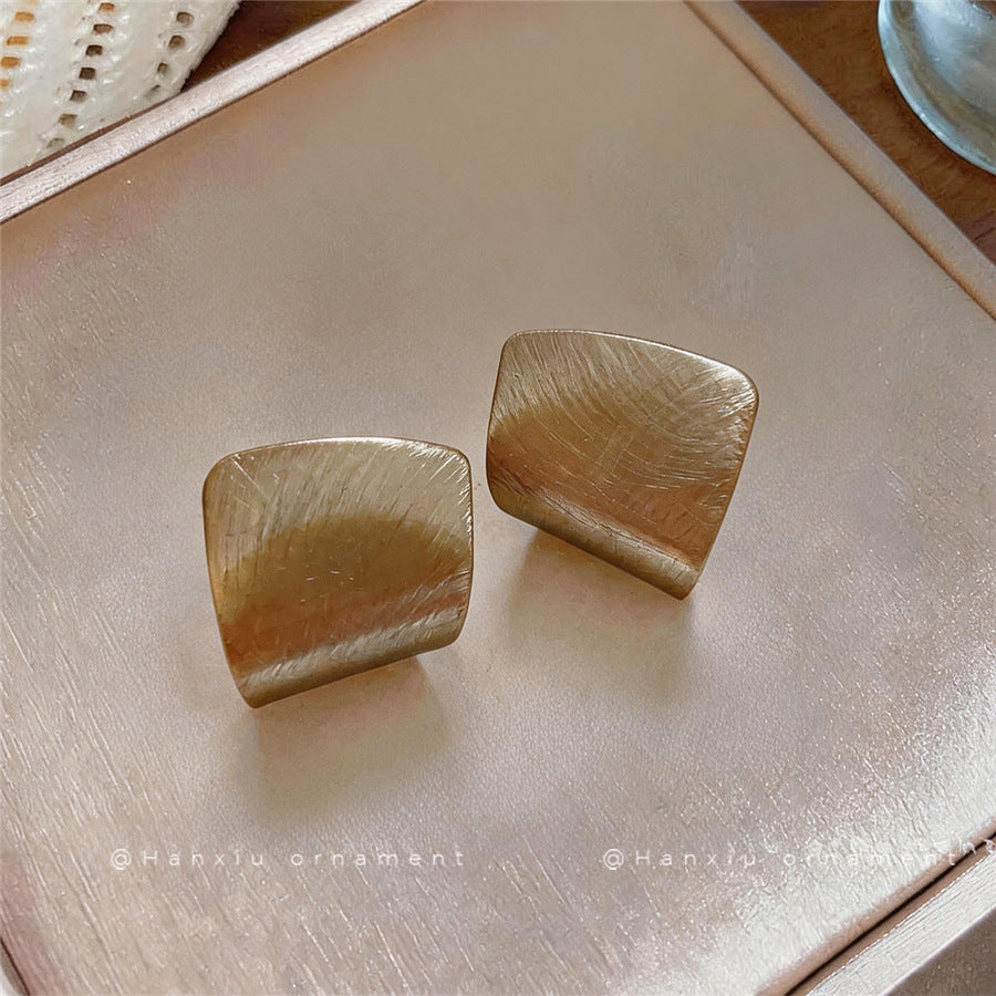 Brushed Metal Diamond Pendant Stud Earrings - view 4