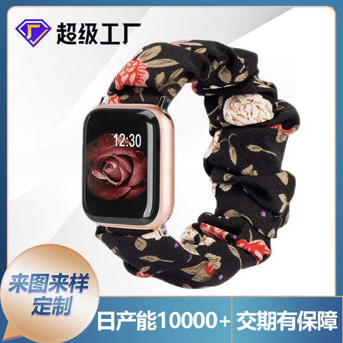 For appleiwatch Watch Band Women Polyester Fabric S78 Printed Apple Band iwatch7 Band