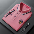 2025 summer pique ice mercerized cotton lapel men's casual short sleeve polo shirt men's embroidered