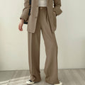 Women's Fall Korean Casual Petite Blazer Set 2026 | 2 Piece Outfit Set - Camel Pants