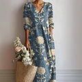 Y2K V-Neck Long Sleeve Print Dress - Fashion Trendy Spring Summer Dress Women