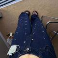 Retro Versatile Embroidered High Waist Loose Wide Leg Straight Leg Pants