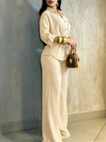 Summer Fashion Youthful Waist-Tie Wide Leg Pants + Shirt 2-Piece Set