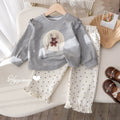 Girls' Printed Hoodie and Lace Pants 2-Piece Set