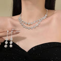 Beige Lily Show Burst Sparkle Full Diamond Layered Necklace Niche Premium Clavicle Chain choker Light Luxury Ambient Feel