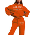 Fashion Plus Size Lined Printed Letter Print Hoodie Set