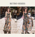 Women's Ethnic Vacation Chiffon High Waist Printed Skirt + Camisole + Long Skirt 2-Pi - Dress