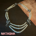 Retro Bow Pearl Necklace Stud Set French Love Imperial Elegant Pearl Vintage Accessory Jewelry