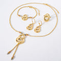 EU/US Import Bestseller Simple Breeze Pair Band Fringe Necklace Bracelet Set Earrings Ring Banquet Women Set