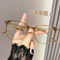 New Square Frame Bare Face Anti-Blue-Light Myopia Women RedNote Ultra-Light Big Face Slender Plano With Rx Glasses Frame
