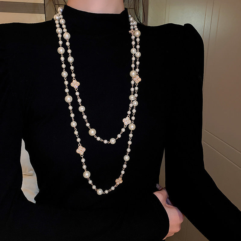 French Layered Glass Pearl Necklace - view 10
