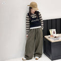 Girls' Faux Layered Striped Polo Wide-Leg Pants Set