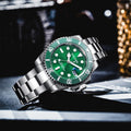 PINTIME / Item Time Live Bestseller Stainless Watch Green Creek Ghost Formal Date Waterproof Glow Quartz Mens Watch