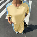 2026 New Street Style Casual Set, Loose Short Sleeve Tee + Side-Stripe Wide Leg Pants