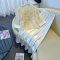 Women's Chinese Ethnic Mesh Embroidered Long Sleeve Heavy Skirt + Top Set 2026 - Yellow Top