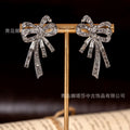 Fashionable Rhinestone Vintage Accessory Bow Pearl Multi-Layer Necklace Elegant Tweed Style Fresh Sweet Necklace Women