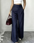 Casual High Waist Striped Drapey Wide Leg Pants + Pants
